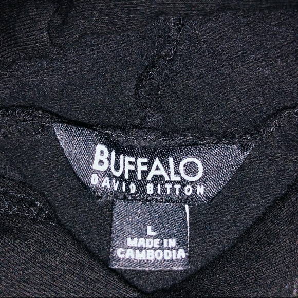 BUFFALO DAVID BITTON - MENS BLACK HOODIE SZ LARGE - Picture 6 of 8